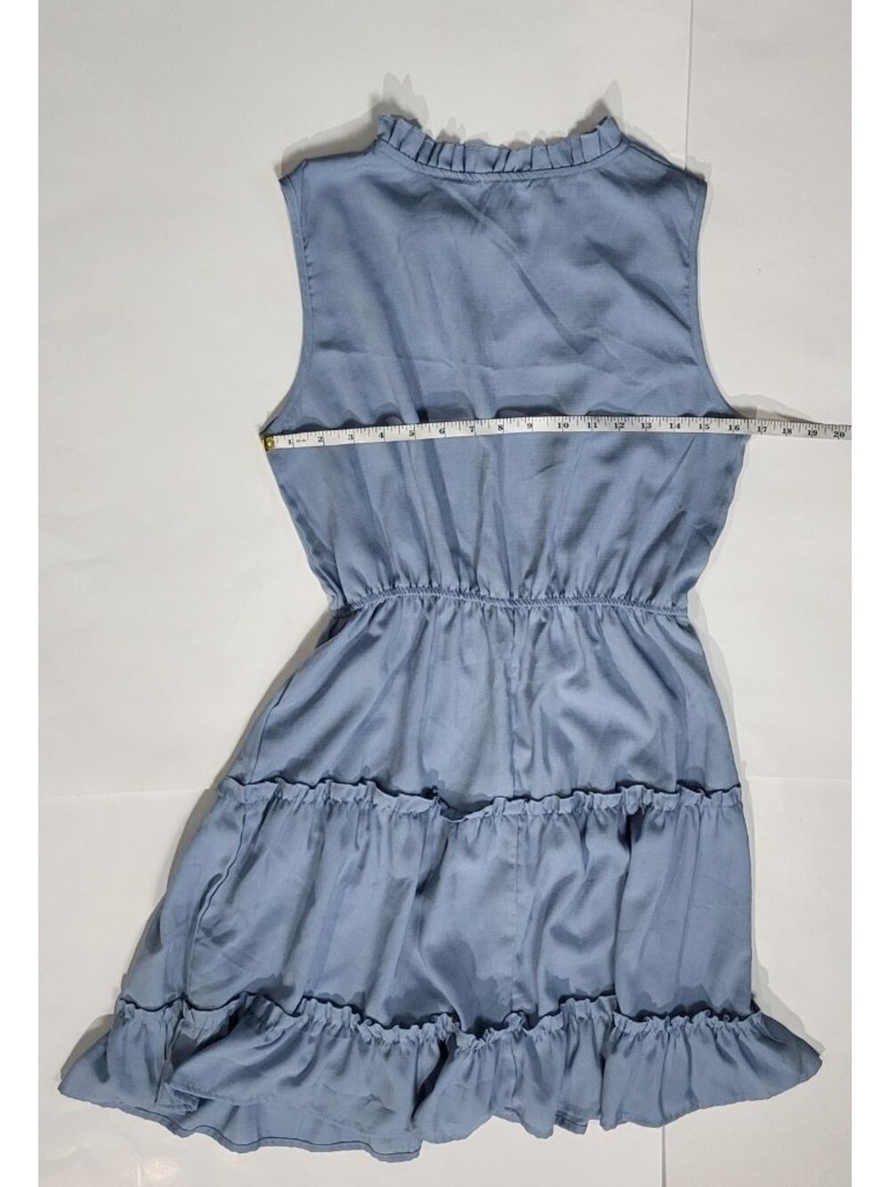 Cupshe Sleeveless Light Blue Tiered Dress With Ruffled Neckline Size Small - Picture 5 of 8